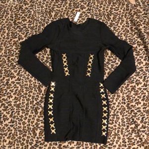 Black & Gold Bodycon Dress